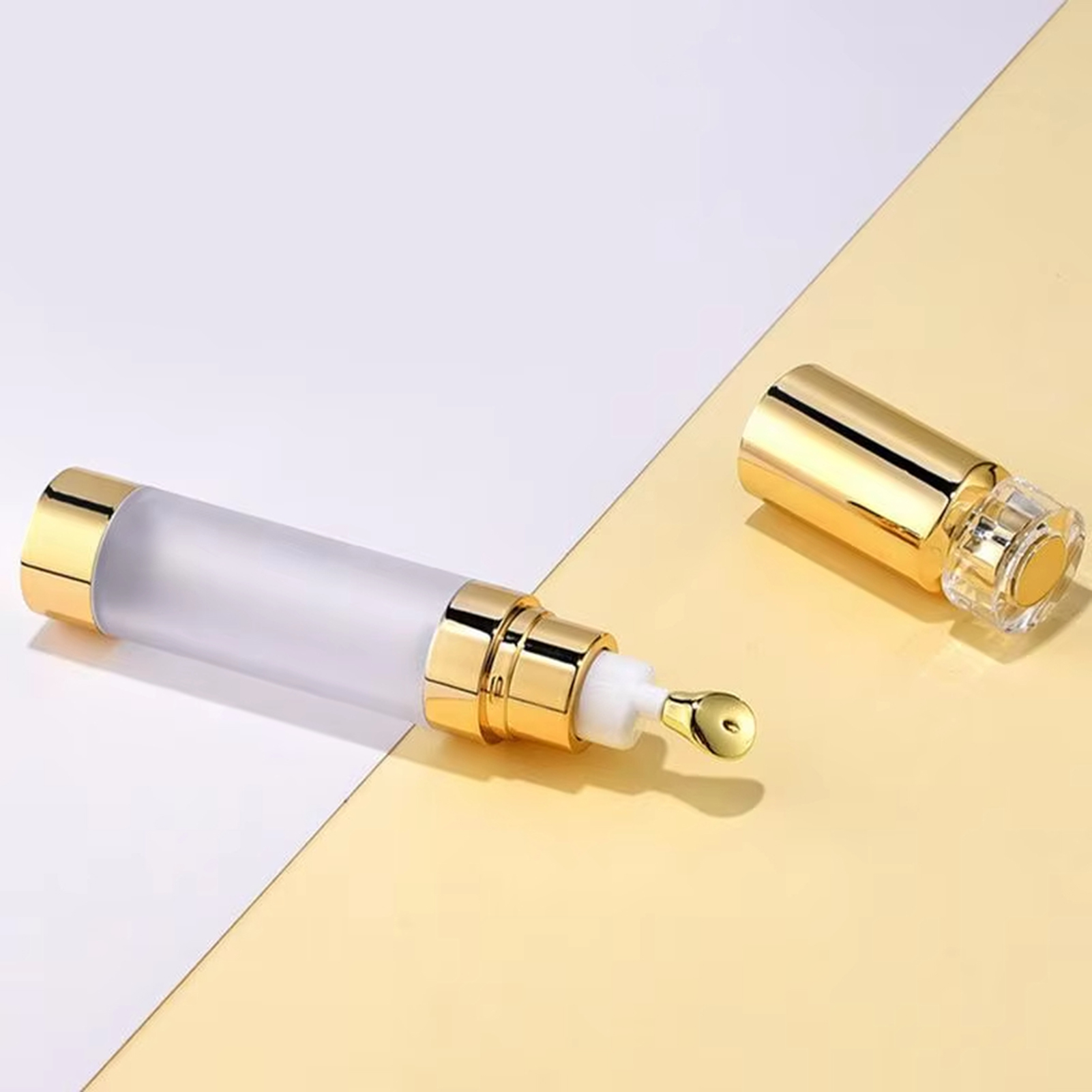 Luxury Skincare Packaging - ขวดปั๊มสุญญากาศขนาด 15/20 มล. สำหรับครีมบำรุงรอบดวงตา แบบเติมได้ พร้อมหัวปั๊มโลหะผสมสังกะสี