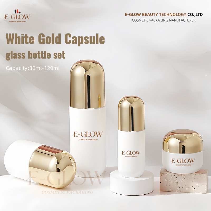 Luxury Skincare Packaging - 【โลโก้แบบกำหนดเอง】1 ชิ้น ชุดเครื่องสำอางแก้วสีขาวขุ่นทรงกลมหรูหรา ขนาด 50 กรัม