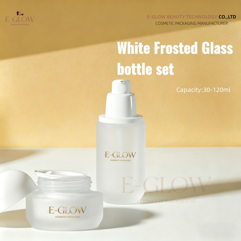 Luxury Skincare Packaging - 【โลโก้แบบกำหนดเอง】ขวดแก้วใสเนื้อแมตต์สำหรับบรรจุภัณฑ์เครื่องสำอาง 1 ชิ้น ขนาด 50 กรัม